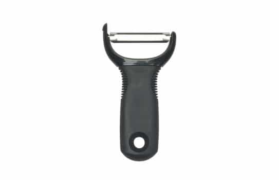 Descascador adaptado com cabo grosso e ergonómico, que se agarra facilmente mesmo com as mãos molhadas. Lâmina em aço inoxidável.