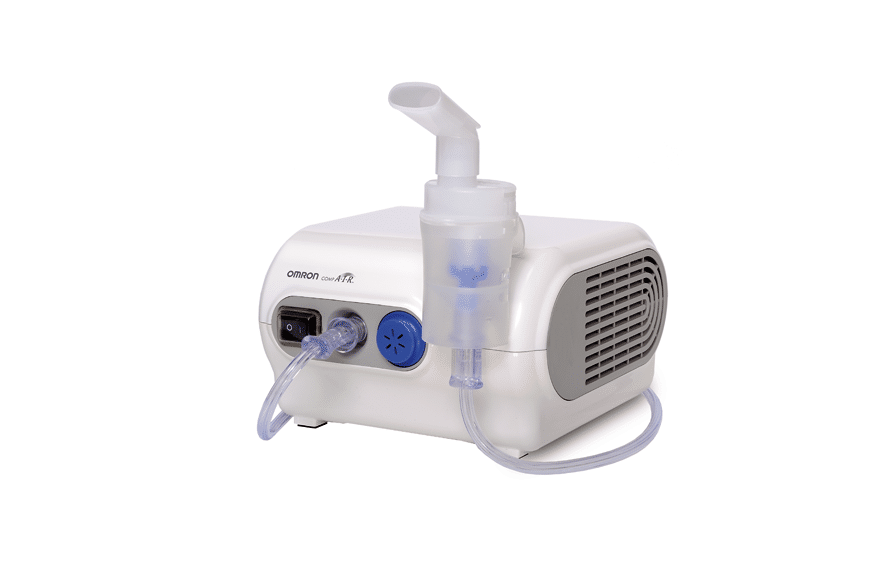 Nebulizador branco, visto de perfil