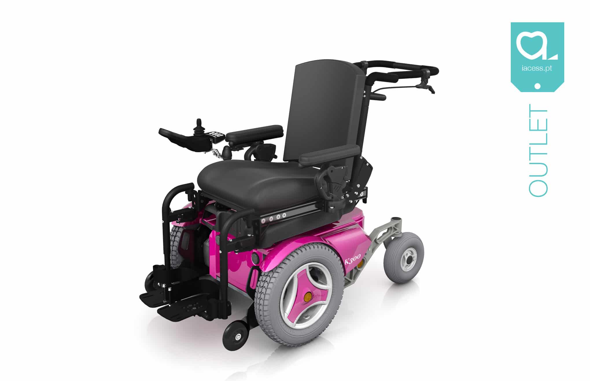 Cadeira de rodas elétrica pediátrica cor de rosa