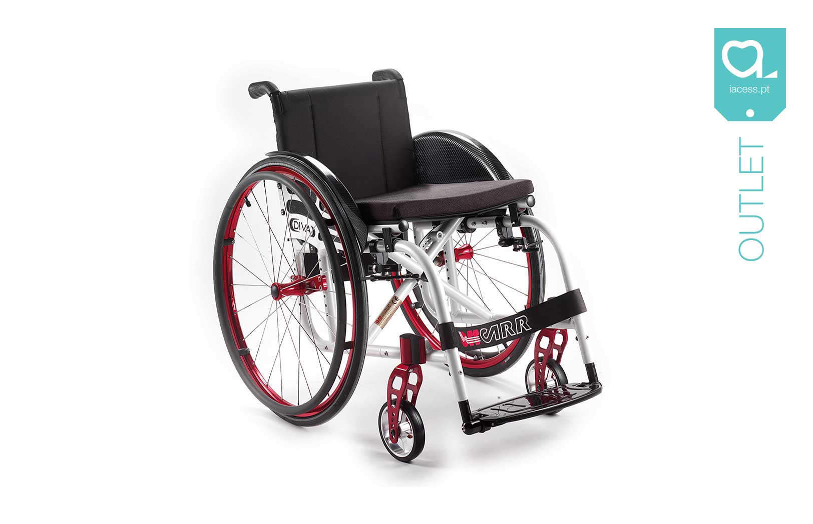 Cadeira de rodas manual estrutura vermelha