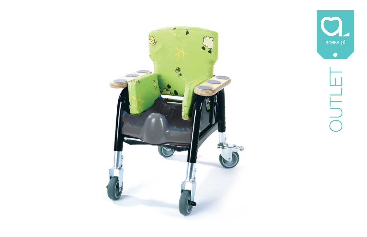 Cadeira pediátrica verde com padrão