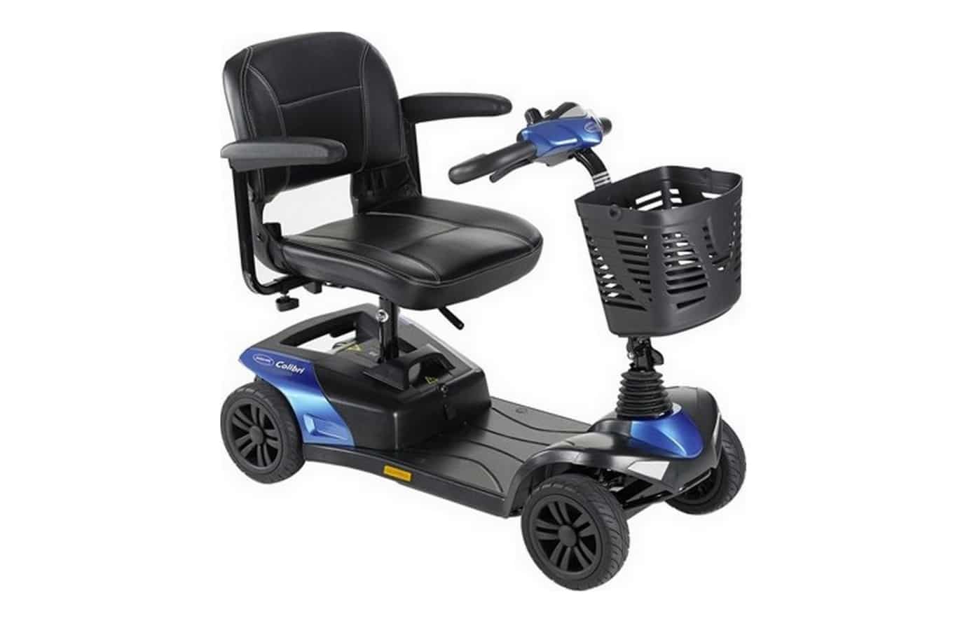 Scooter azul e preta vista de lado