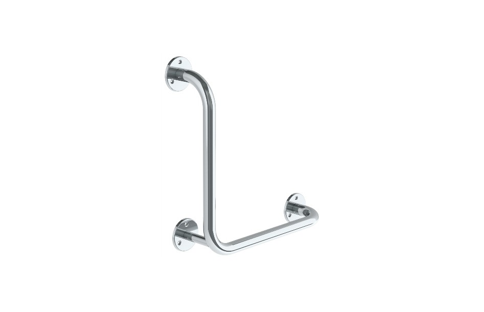 Barra de apoio fixa para banheira com três pontos de fixação e estrutura em aço inox. Como resultado, dá uma maior segurança durante o banho.