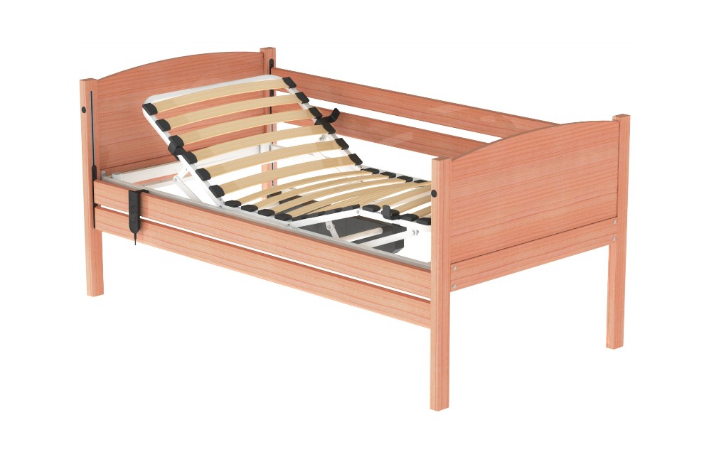 Cama Articulada Elétrica com estrutura e guardas em madeira