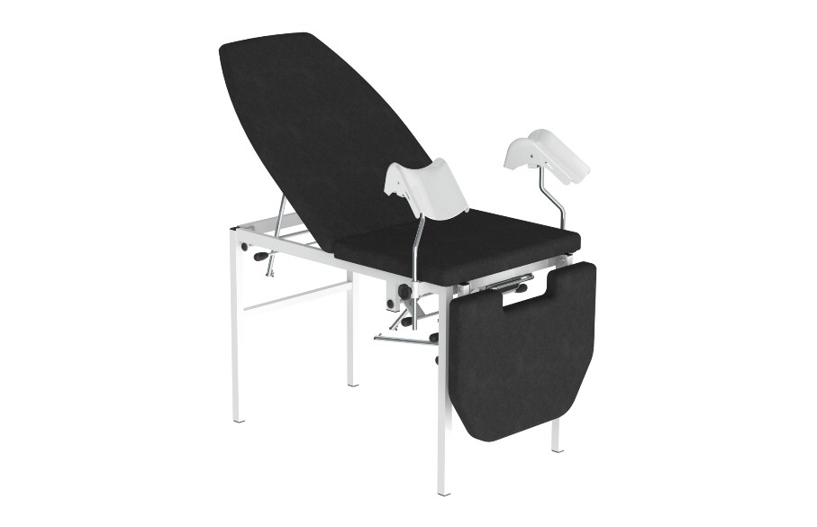 Marquesa ginecológica tri-partida, com ajuste de pernas e cabeceira elétrico. Estofos em espuma e napa. Estrutura em inox polido ou aço pintado.