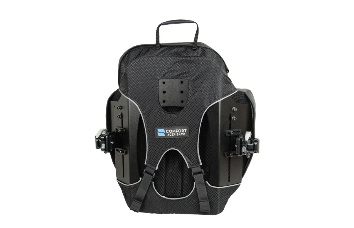 Encosto de Posicionamento Acta-Back Deep da Confort Company com suportes laterais e hardware de montagem. Permite contornos precisos para curvatura espinal.