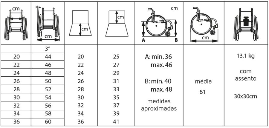cadeira de rodas arya medidas