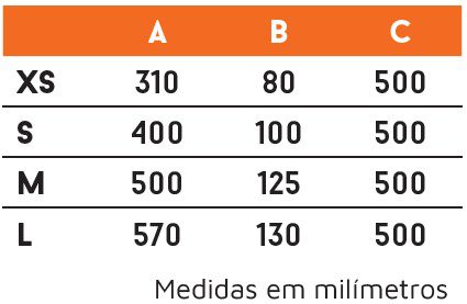 tabela medidas cinto peitoral neoprene