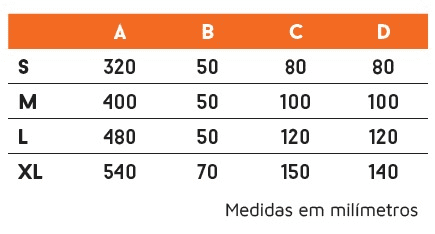 tabela medidas colete h flex control